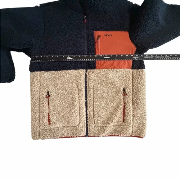 Orvis Men's Puffer Jacket - Navy, Tan, and Orange - Picture 4 of 6